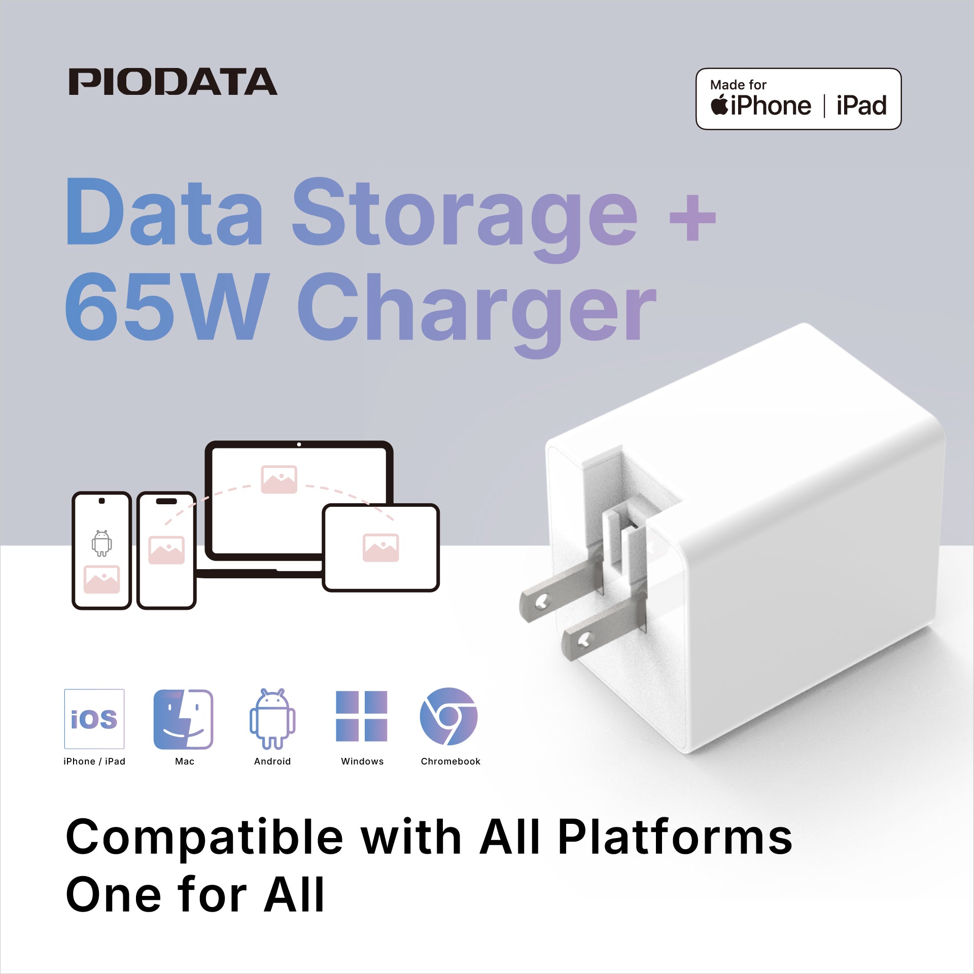 iXCharger 1TB iPhone Flash Drive USB-C 65W Charger for iPad, Android, Laptop, MacBook