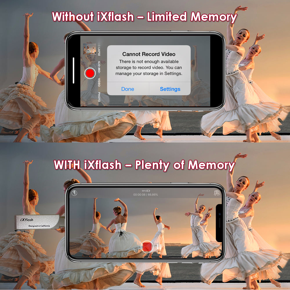 iXflash 128GB Lightning & USB A 3.2 Photo Stick Flash Drive for iPhone, iPad, Mac Space Gray