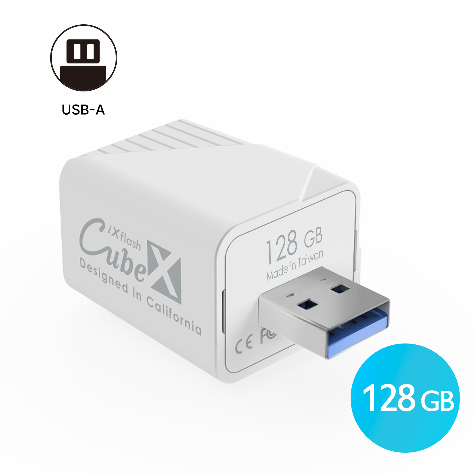 iXflash Cube 128GB USB-A Photo Storage Data Cube | Auto Backup Phone & Video for iPhone & iPad