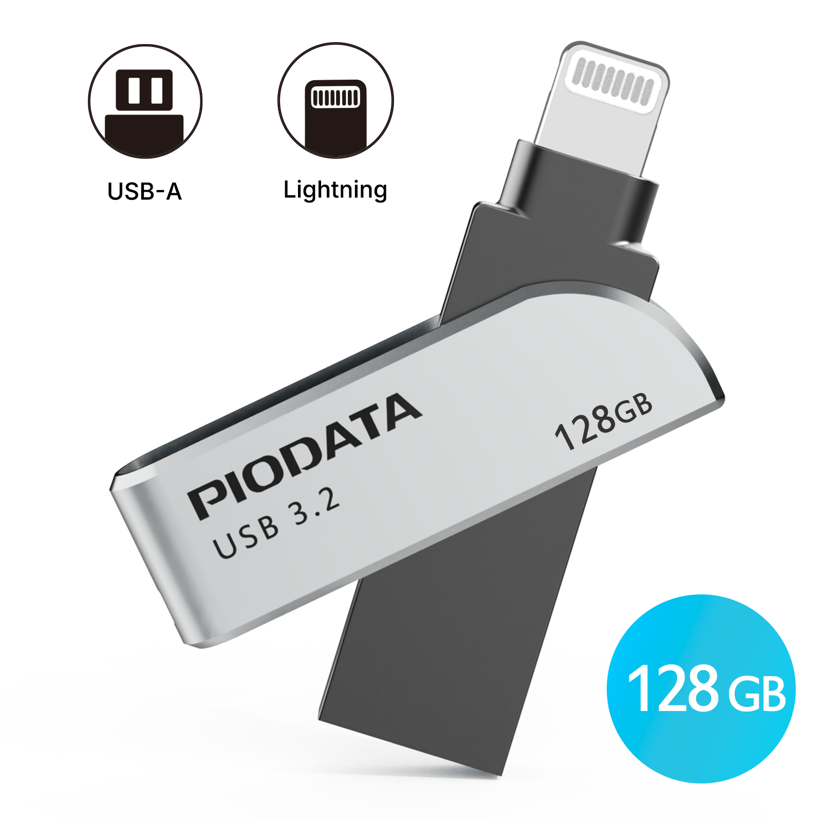 iXflash 128GB Lightning & USB A 3.2 Photo Stick Flash Drive for iPhone, iPad, Mac Space Gray