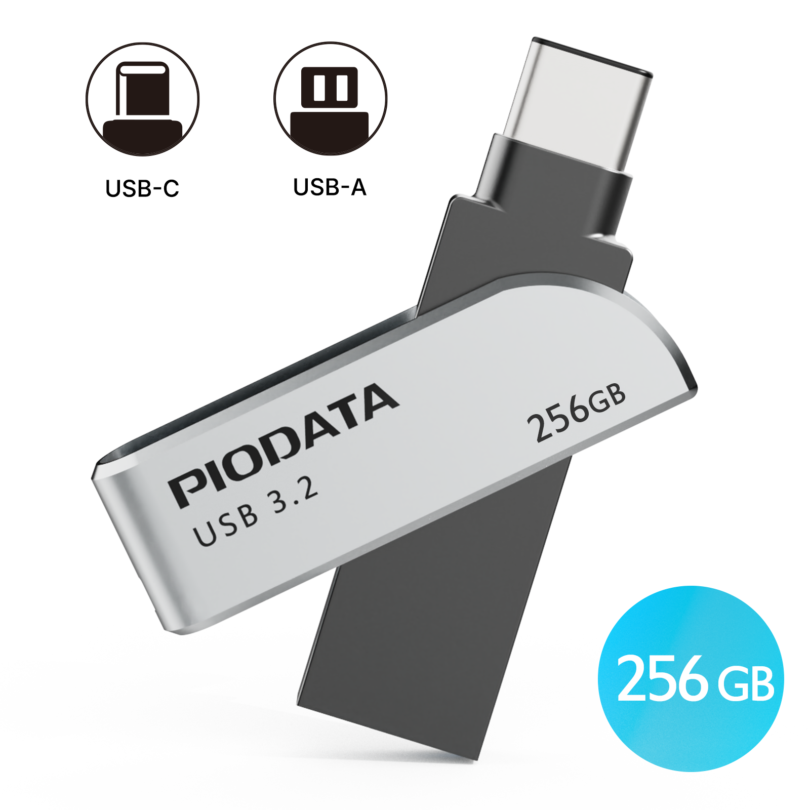 iXflash 256GB USB A & USB C 3.2 Photo Stick Flash Drive for iPhone, iPad, Mac Spacy Gray